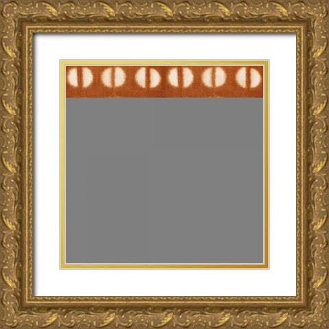Shibori Square IX Orange Gold Ornate Wood Framed Art Print with Double Matting by Green, Nancy