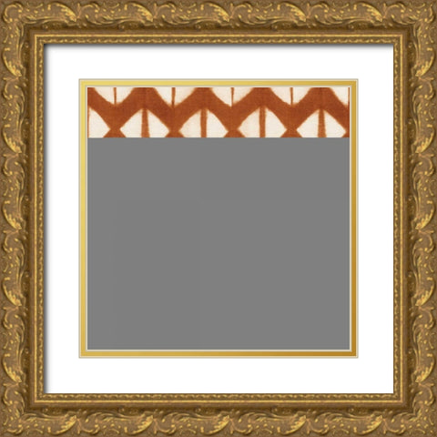 Shibori Square X Orange Gold Ornate Wood Framed Art Print with Double Matting by Green, Nancy