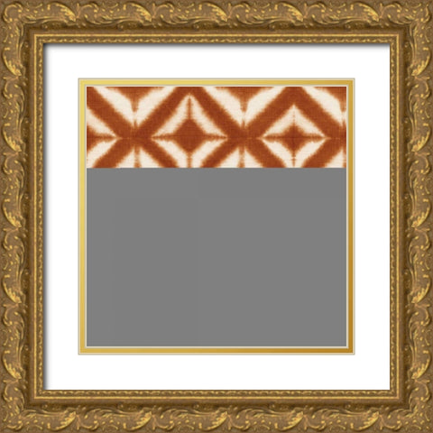 Shibori Square XII Orange Gold Ornate Wood Framed Art Print with Double Matting by Green, Nancy