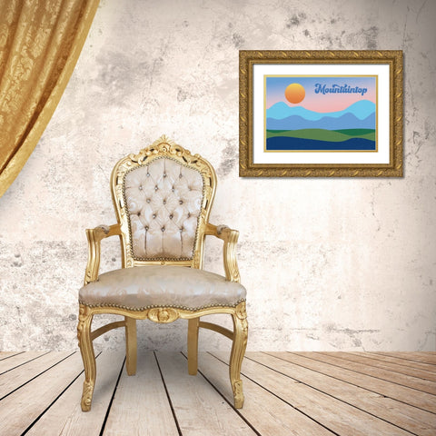 Mountaintop Gold Ornate Wood Framed Art Print with Double Matting by Wild Apple Portfolio