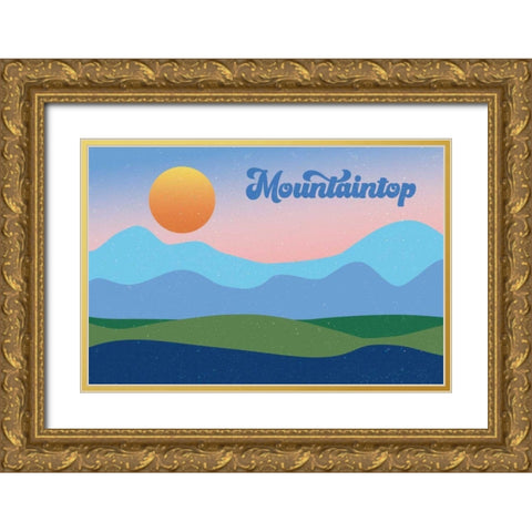 Mountaintop Gold Ornate Wood Framed Art Print with Double Matting by Wild Apple Portfolio
