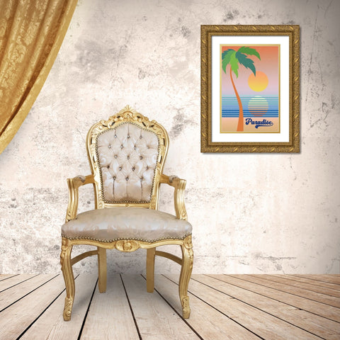 Paradise Gold Ornate Wood Framed Art Print with Double Matting by Wild Apple Portfolio
