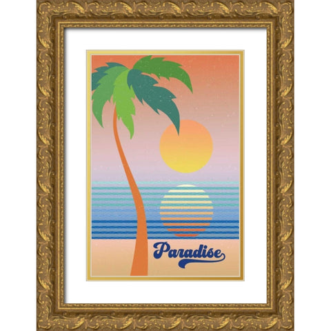 Paradise Gold Ornate Wood Framed Art Print with Double Matting by Wild Apple Portfolio
