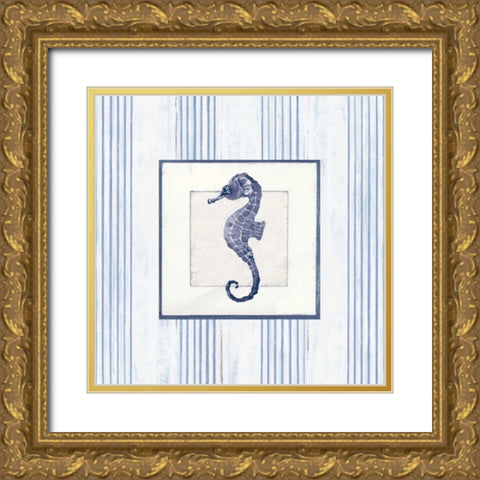 Sanibel Shell IV Navy Gold Ornate Wood Framed Art Print with Double Matting by Tillmon, Avery