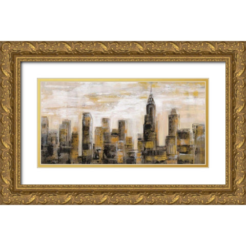 Manhattan Skyline Gold Ornate Wood Framed Art Print with Double Matting by Vassileva, Silvia