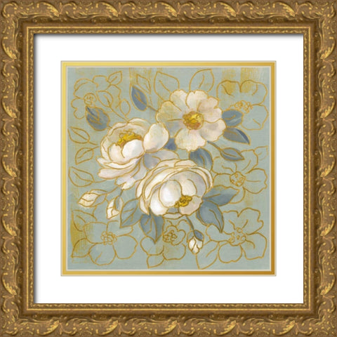 Sage Floral I Gold Ornate Wood Framed Art Print with Double Matting by Vassileva, Silvia