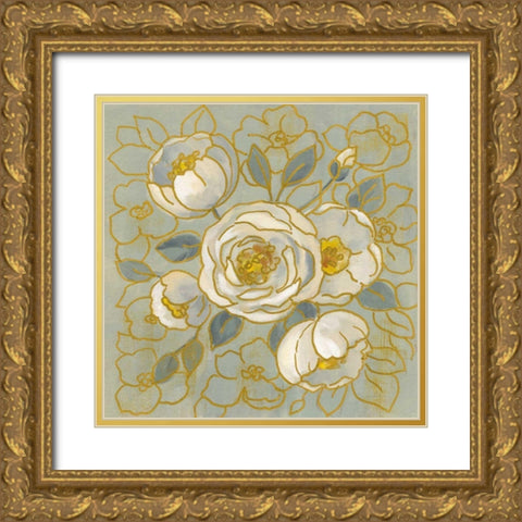 Sage Floral II Gold Ornate Wood Framed Art Print with Double Matting by Vassileva, Silvia