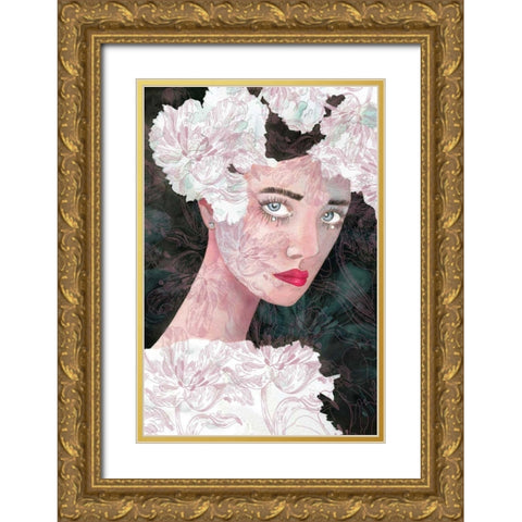 Floral Duchess Gold Ornate Wood Framed Art Print with Double Matting by Charro, Mercedes Lopez