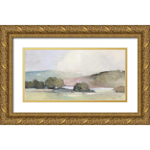 Distant Lake Neutral Crop Gold Ornate Wood Framed Art Print with Double Matting by Purinton, Julia