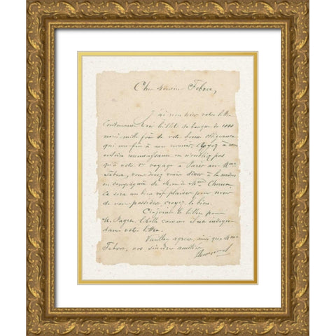 French Letter I Gold Ornate Wood Framed Art Print with Double Matting by Wild Apple Portfolio