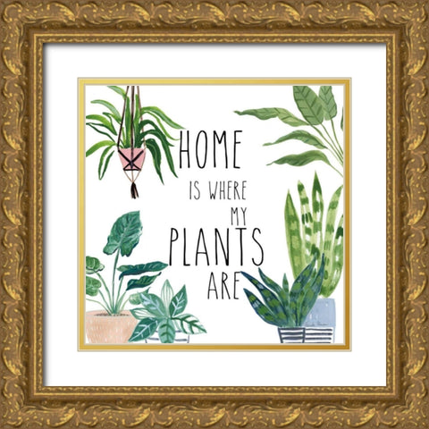 Plant Home II Gold Ornate Wood Framed Art Print with Double Matting by Zaman, Farida