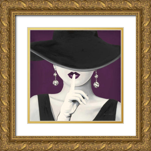 Haute Chapeau Purple I v2 Gold Ornate Wood Framed Art Print with Double Matting by Fabiano, Marco