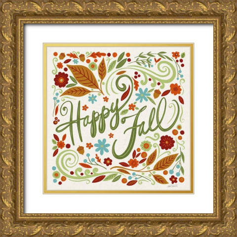 Happy Fall I Gold Ornate Wood Framed Art Print with Double Matting by Tavoletti, Anne
