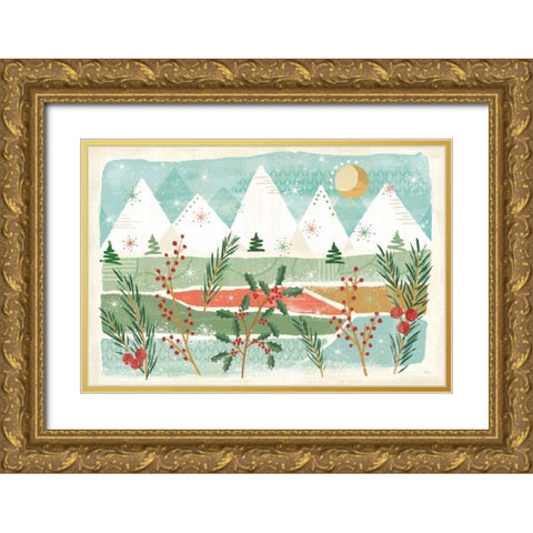Holiday Flair I Gold Ornate Wood Framed Art Print with Double Matting by Charron, Veronique