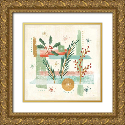 Holiday Flair III Gold Ornate Wood Framed Art Print with Double Matting by Charron, Veronique