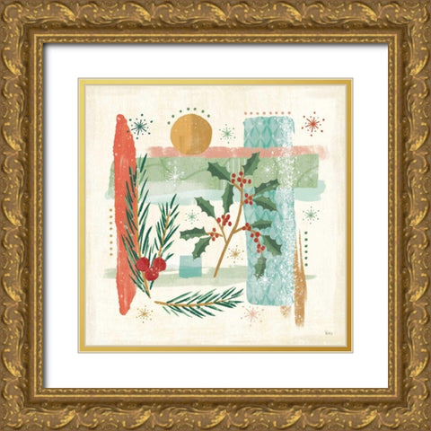 Holiday Flair IV Gold Ornate Wood Framed Art Print with Double Matting by Charron, Veronique