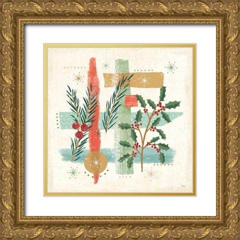 Holiday Flair V Gold Ornate Wood Framed Art Print with Double Matting by Charron, Veronique