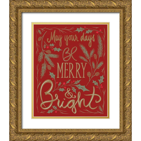Wonderful Time III Red Gold Ornate Wood Framed Art Print with Double Matting by Tavoletti, Anne