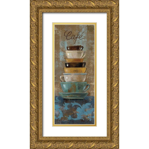 Antique Coffee Cups I Gold Ornate Wood Framed Art Print with Double Matting by Vassileva, Silvia