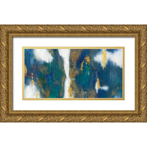 Blue Texture I Gold Crop Gold Ornate Wood Framed Art Print with Double Matting by Nai, Danhui
