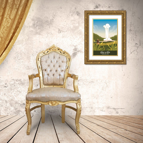 Take a Trip Gold Ornate Wood Framed Art Print with Double Matting by Escalante, Omar