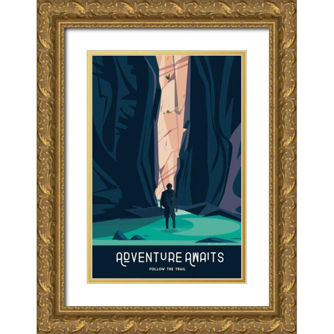 Adventure Awaits Gold Ornate Wood Framed Art Print with Double Matting by Escalante, Omar