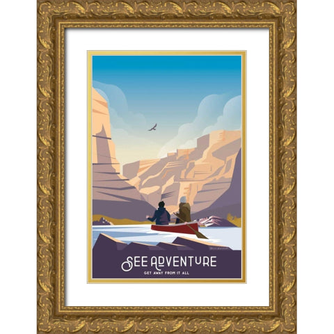 See Adventure Gold Ornate Wood Framed Art Print with Double Matting by Escalante, Omar