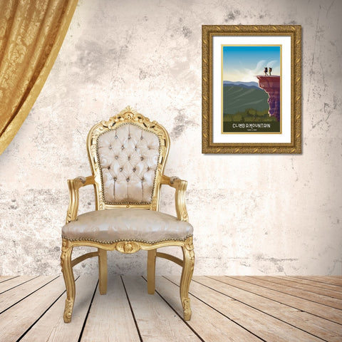 Climb a Mountain Gold Ornate Wood Framed Art Print with Double Matting by Escalante, Omar