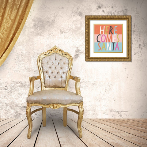 Bright Christmas Wishes III Gold Ornate Wood Framed Art Print with Double Matting by Marshall, Laura