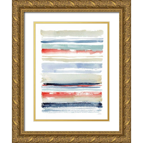 Nautical Stripes Gold Ornate Wood Framed Art Print with Double Matting by Pete, Katrina