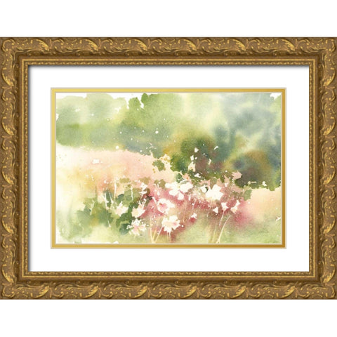 Floral Field Gold Ornate Wood Framed Art Print with Double Matting by Pete, Katrina