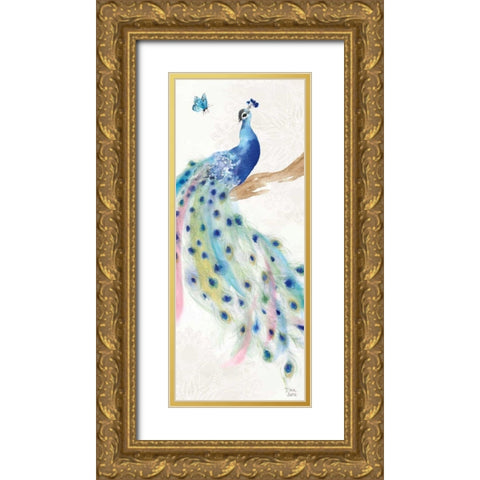 Peacock Glory II Gold Ornate Wood Framed Art Print with Double Matting by June, Dina