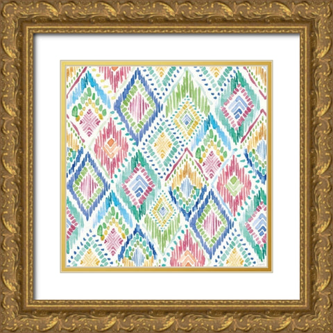 Peacock Glory Pattern IVA Gold Ornate Wood Framed Art Print with Double Matting by June, Dina