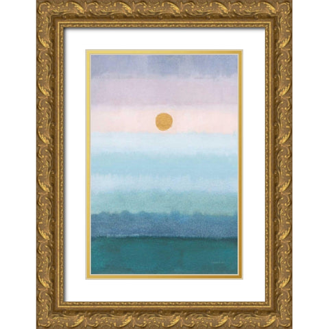 Rising and Setting Gold Ornate Wood Framed Art Print with Double Matting by Nai, Danhui