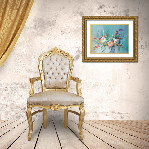 Avalon Blooms Gold Ornate Wood Framed Art Print with Double Matting by Nai, Danhui