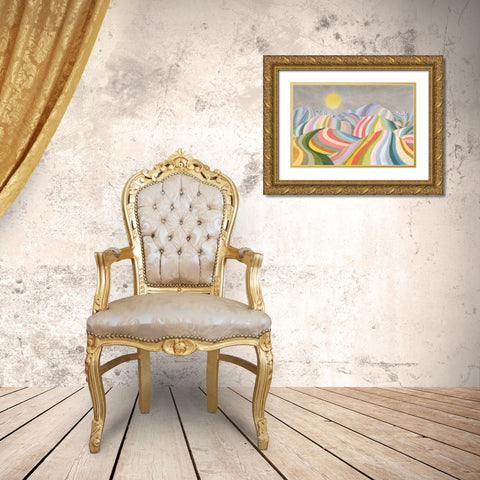 The Hills Roll On Gold Ornate Wood Framed Art Print with Double Matting by Nai, Danhui