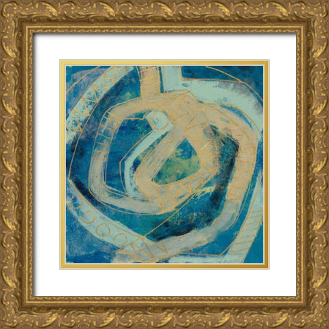 Mid Modern Tile I Gold Ornate Wood Framed Art Print with Double Matting by Vassileva, Silvia