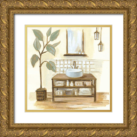 Sage Bathroom II Gold Ornate Wood Framed Art Print with Double Matting by Vassileva, Silvia