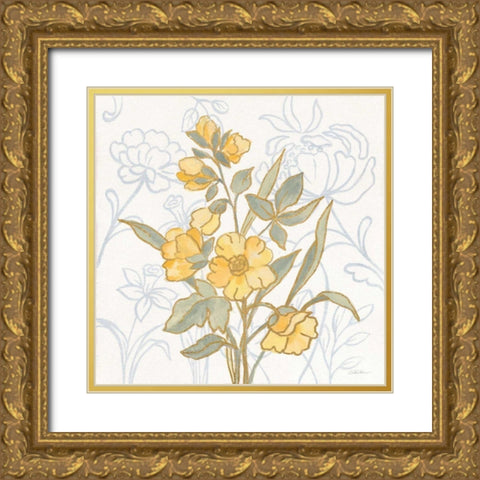 Flower Sophistication I Gold Ornate Wood Framed Art Print with Double Matting by Vassileva, Silvia