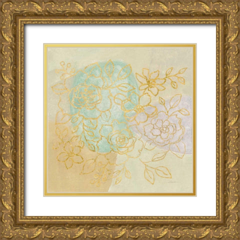 Mid Mod Sophisticated Floral I Gold Ornate Wood Framed Art Print with Double Matting by Vassileva, Silvia