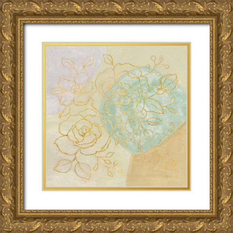 Mid Mod Sophisticated Floral II Gold Ornate Wood Framed Art Print with Double Matting by Vassileva, Silvia