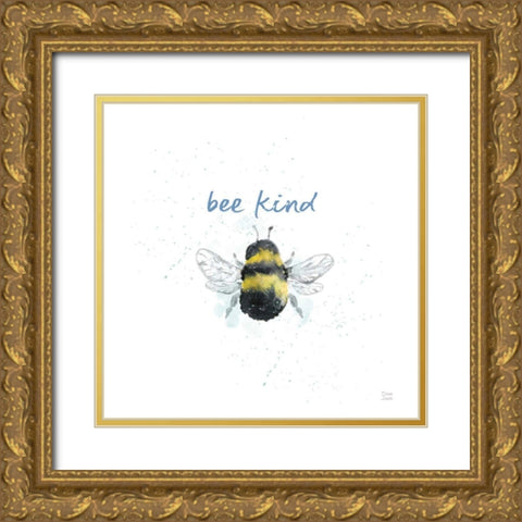 Bee Harmony VII White Gold Ornate Wood Framed Art Print with Double Matting by June, Dina