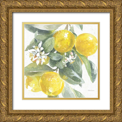 Citrus Charm Lemons I Gold Ornate Wood Framed Art Print with Double Matting by Grove, Beth