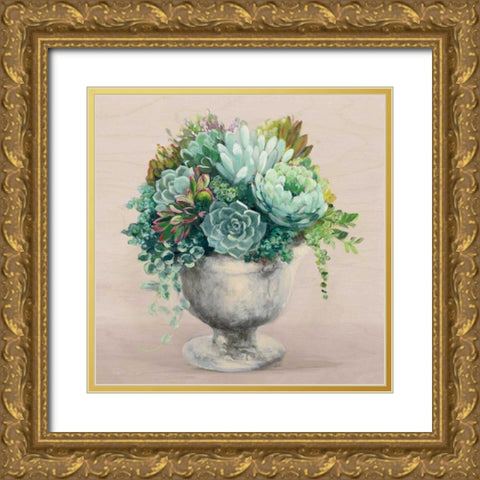 Festive Succulents I Blush Gold Ornate Wood Framed Art Print with Double Matting by Purinton, Julia