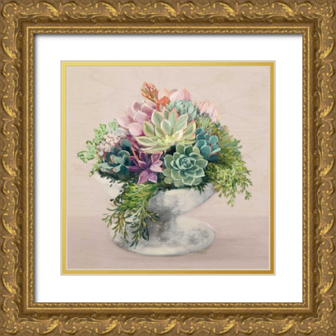 Festive Succulents II Blush Gold Ornate Wood Framed Art Print with Double Matting by Purinton, Julia