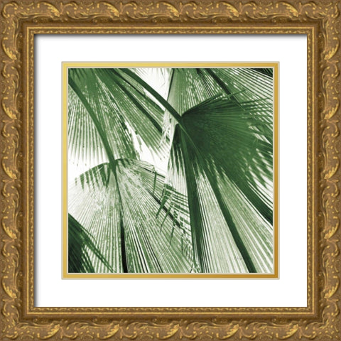 Leaf Abstract III Green Gold Ornate Wood Framed Art Print with Double Matting by Goldstein, Ed