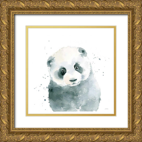 Panda Cub Gold Ornate Wood Framed Art Print with Double Matting by Pete, Katrina