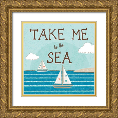 Sea and Me I Gold Ornate Wood Framed Art Print with Double Matting by Averinos, Melissa