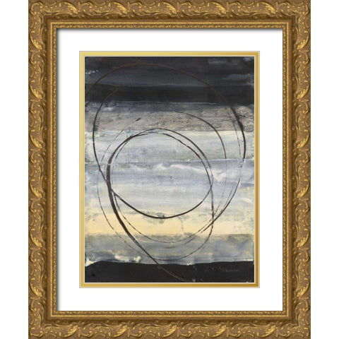 Horizon Balance III Light Gold Ornate Wood Framed Art Print with Double Matting by Hristova, Albena