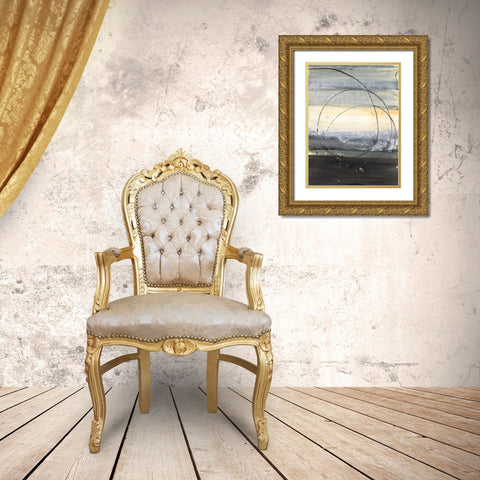 Horizon Balance IV Light Gold Ornate Wood Framed Art Print with Double Matting by Hristova, Albena